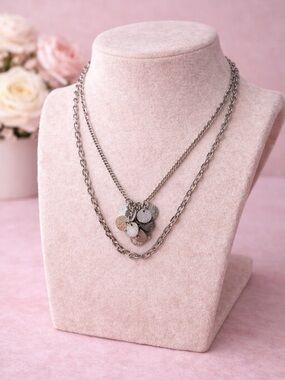 Silver Disc Cluster chocker Necklace - Women Jewelry